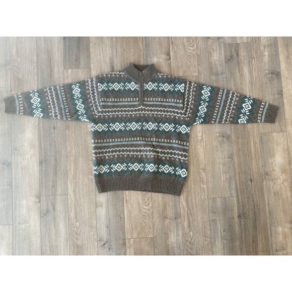 Pendleton Other - Pendleton Nordic Ski Lodge Mens L Wool Snow Flake 1/4 Zip Long Sleeve Sweater